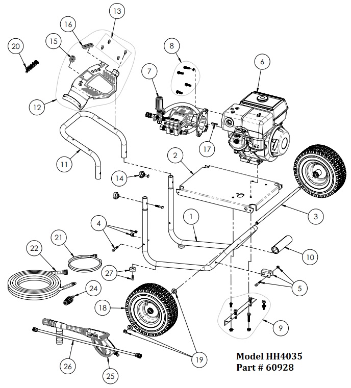 HUSTLER HH4035 60928 POWER WASHER PARTS